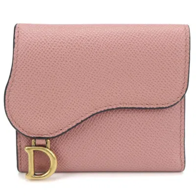 Pre-owned Dior Christian  Pink Leather Wallet (tri-fold) ()