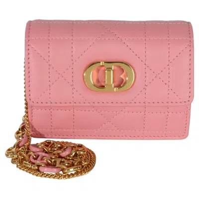 Pre-owned Dior Christian  Pink Macrocannage Calfskin Micro Miss Caro Chain Bag