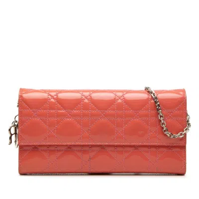 Pre-owned Dior Christian  Pink Patent Leather Long Wallet (bi-fold) ()
