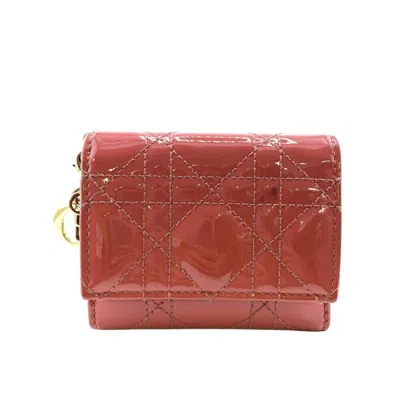 Pre-owned Dior Christian  Pink Patent Leather Wallet (bi-fold) ()