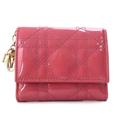 Pre-owned Dior Christian  Pink Patent Leather Wallet (tri-fold) ()