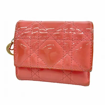 Pre-owned Dior Christian  Pink Patent Leather Wallet (tri-fold) ()