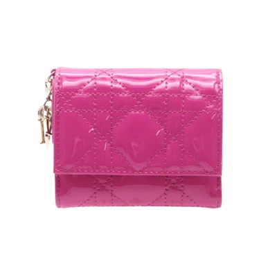 Pre-owned Dior Christian  Pink Patent Leather Wallet (tri-fold) ()