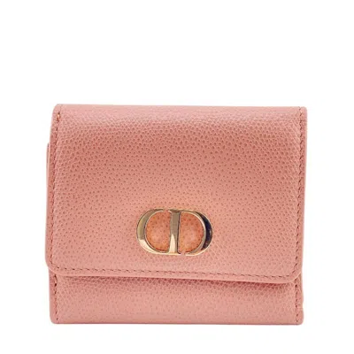 Pre-owned Dior Christian  Pink Pink Beige Leather Wallet (tri-fold) ()