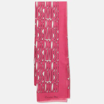 Pre-owned Dior Christian  Pink Printed Cotton Scarf