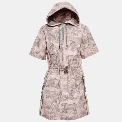 Pre-owned Dior Christian  Pink Printed Synthetic Iviera Hooded Short Dress M