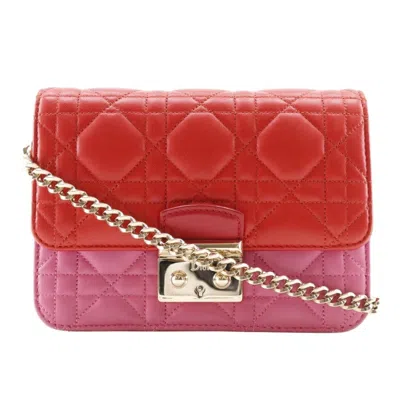 Pre-owned Dior Christian  Pink Red Color Leather Shoulder Bag ()