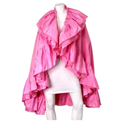 Pre-owned Dior Christian  Pink Silk Taffeta Ruffle Shawl Circa 1970s