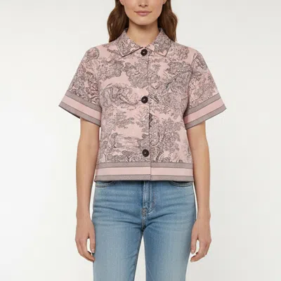 Pre-owned Dior Christian  Pink Toile De Jouy Sauvage Jacquard Knit Iviera Shirt M