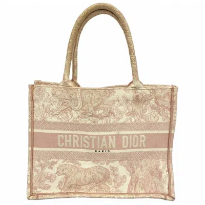 Pre-owned Dior Christian  Pink White Canvas Tote Bag () In Multi