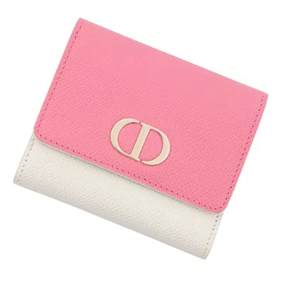 Pre-owned Dior Christian  Pink White Leather Wallet (tri-fold) () In Pink, White