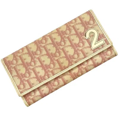 Pre-owned Dior Christian  Pink White Pvc Long Wallet (bi-fold) () In Pink, White