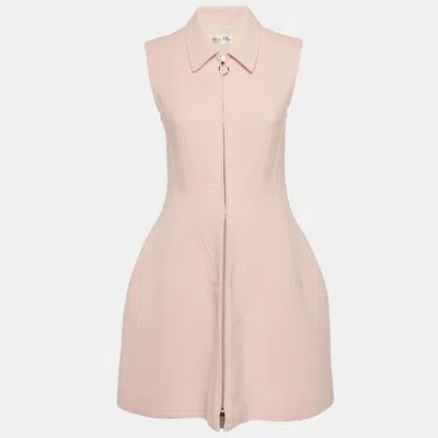 Pre-owned Dior Christian  Pink Wool Sleeveless A-line Dress S