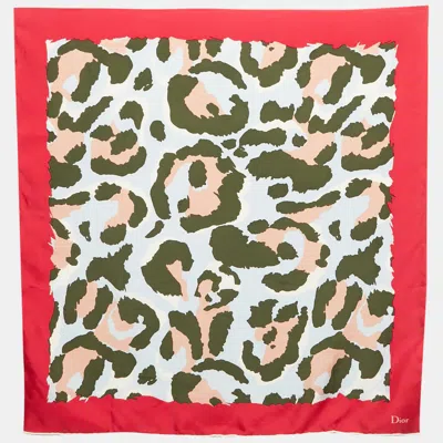 Pre-owned Dior Christian  Pink/green Printed Silk Scarf