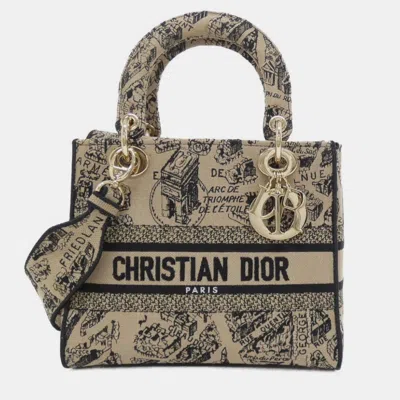 Pre-owned Dior Christian  Plan De Paris Lady D-light Medium Handbag In Brown
