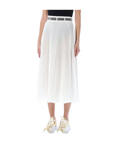 Dior Christian  Pleated High Waist Midi Skirt In White