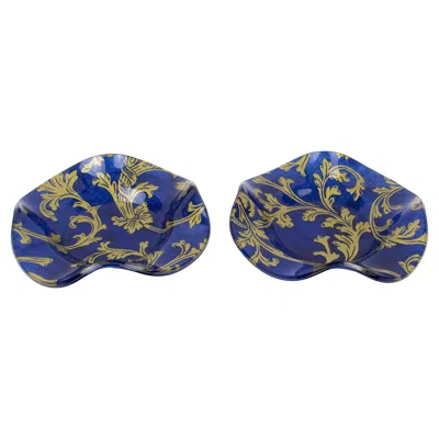 Pre-owned Dior Christian  Plexiglass Lucite And Toile De Jouy Bowl Centerpiece, A Pair In Purple