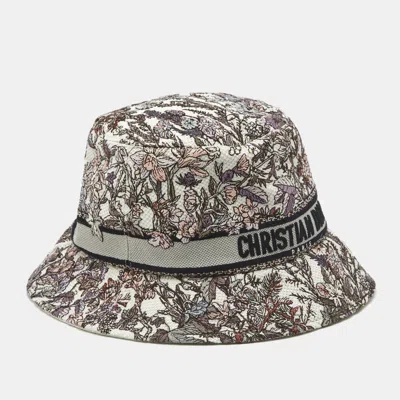 Pre-owned Dior Christian  Purple Floral Embroidered Cotton Bob-d Bobby Hat