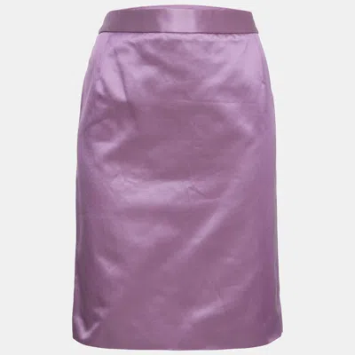 Pre-owned Dior Christian  Purple Gabardine Pencil Skirt M In Pink