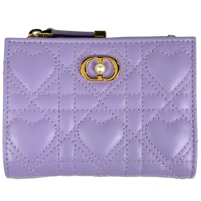 Pre-owned Dior Christian  Purple Leather Wallet (bi-fold) ()