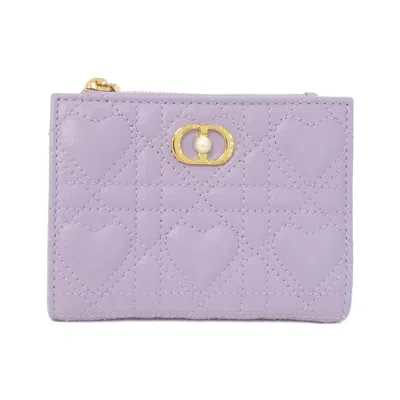 Pre-owned Dior Christian  Purple Leather Wallet (bi-fold) ()