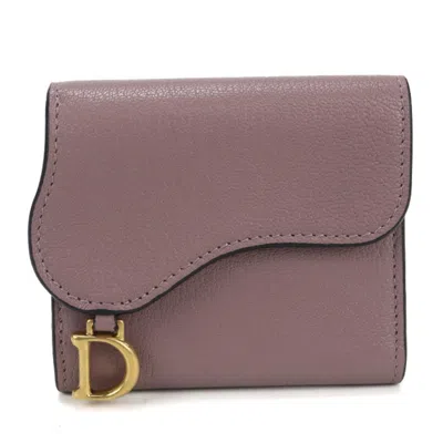 Pre-owned Dior Christian  Purple Leather Wallet (tri-fold) ()