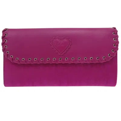 Pre-owned Dior Christian  Purple Nylon Canvas Leather Long Wallet (tri-fold) ()