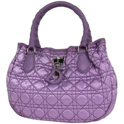 Pre-owned Dior Christian  Purple Nylon Leather Handbag Tote Bag ()