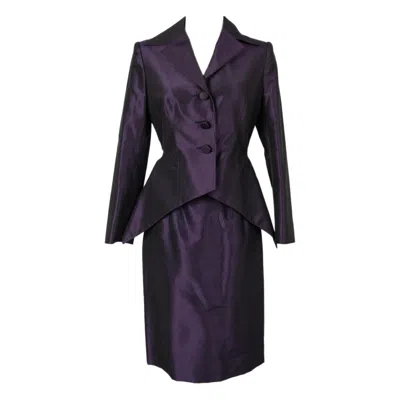 Pre-owned Dior Christian  Purple Silk Set Of Jacket And Skirt