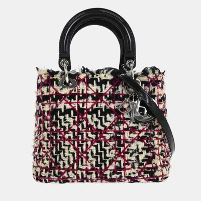 Pre-owned Dior Christian  Purple Tweed Lady  Cannage 2way Handbag