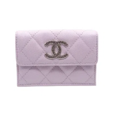 Pre-owned Dior Christian  Purple White Leather Wallet (tri-fold) ()
