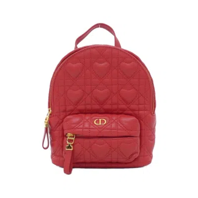 Pre-owned Dior Christian  Red Color Leather Backpack ()