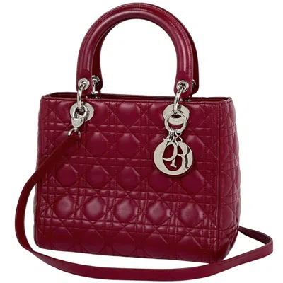 Pre-owned Dior Christian  Red Color Leather Handbag Shoulder Bag ()