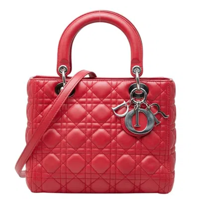 Pre-owned Dior Christian  Red Color Leather Handbag Shoulder Bag ()