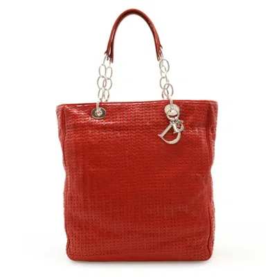 Pre-owned Dior Christian  Red Color Leather Shoulder Bag Tote Bag ()