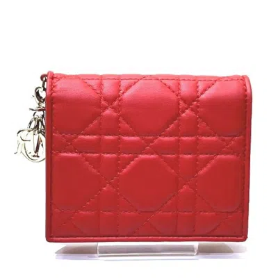 Pre-owned Dior Christian  Red Color Leather Wallet (bi-fold) ()