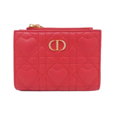 Pre-owned Dior Christian  Red Color Leather Wallet (bi-fold) ()