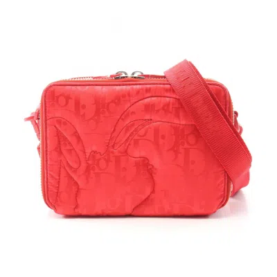 Pre-owned Dior Christian  Red Color Nylon Leather Shoulder Bag ()