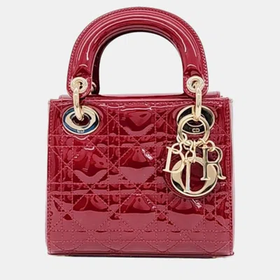 Pre-owned Dior Christian  Red Patent Lady  Mini Handbag
