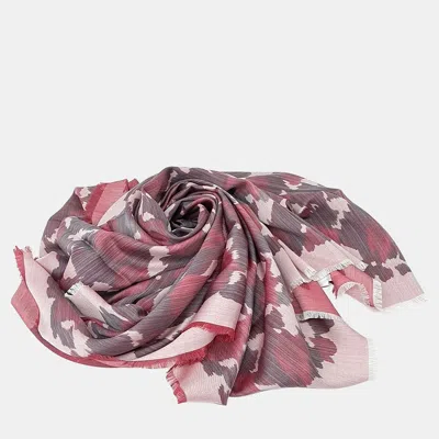 Pre-owned Dior Christian  Red Silk Wool Shawl And Muffler In Multi