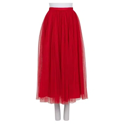 Pre-owned Dior Christian  Red Tulle Skirt With Silk Lining - Size 36/s