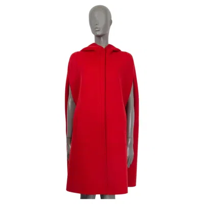 Pre-owned Dior Christian  Red Wool 2021 Double Face Hooded Cape Jacket 38 S