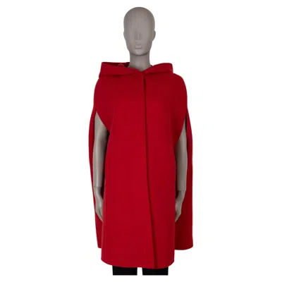 Pre-owned Dior Christian  Red Wool 2021 Hoode Double Face Cape Jacket 36 Xs