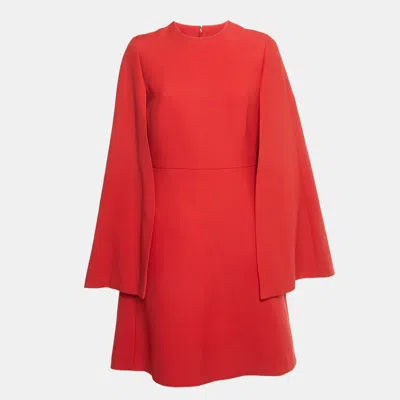Pre-owned Dior Christian  Red Wool Cape Style Mini Dress L