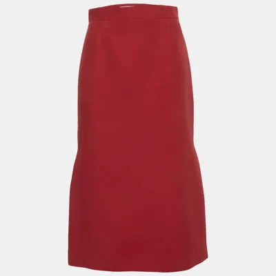 Pre-owned Dior Christian  Red Wool Midi Skirt M