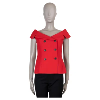 Pre-owned Dior Christian  Red Wool Silk 2018 Off-shoulder Bar Jacket 38 S