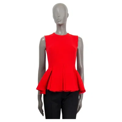 Pre-owned Dior Christian  Red Wool Sleeveless Peplum Top Shirt 34 Xxs