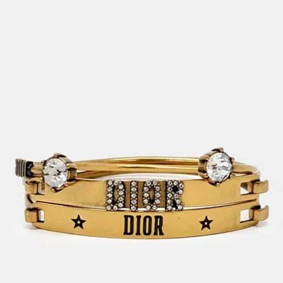 Pre-owned Dior Christian  Revolution Gold Crystal Bracelet Set