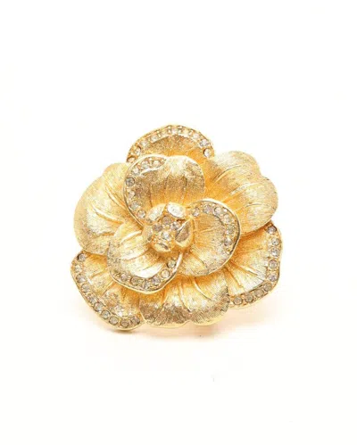 Dior Christian  Rhinestone Brooch In Gold