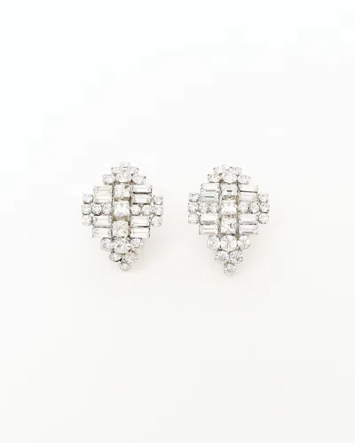 Dior Christian  Rhinestone Clip On Earrings In Metallic